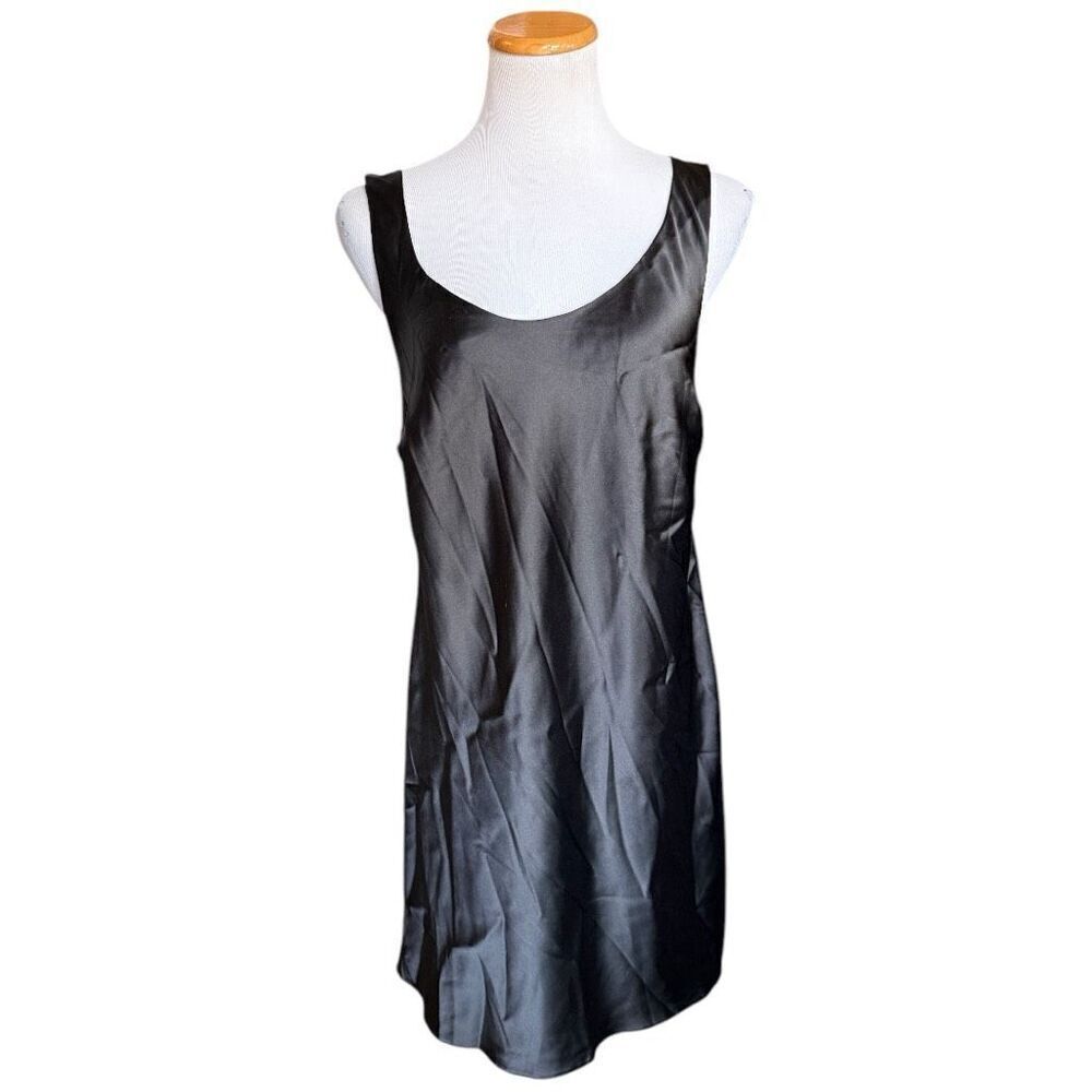Womens Asos Design Black Sateene Sleeveless Sexy Slip Dress- Sz 12
